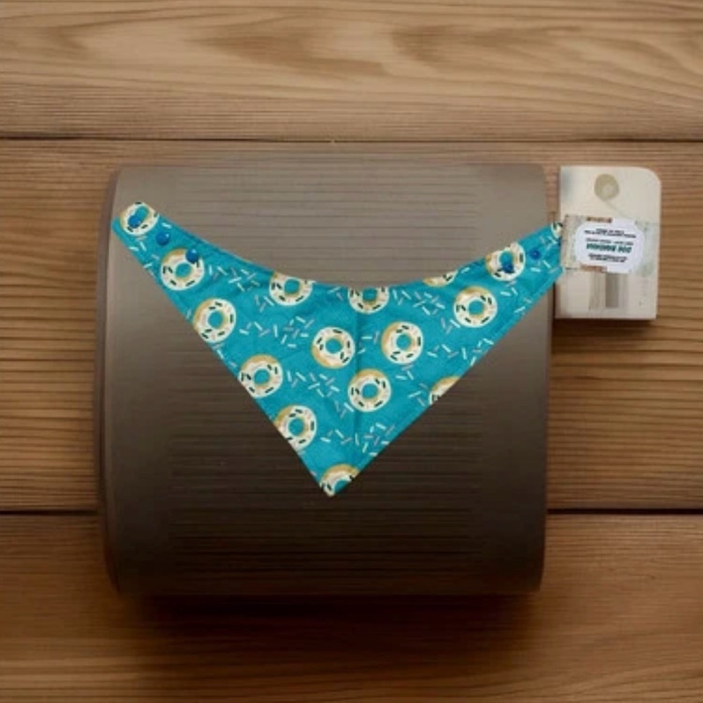 Colorful Donut Patterned Dog Bandana-Adjustable, Snap On, Medium: 14-16” Collar